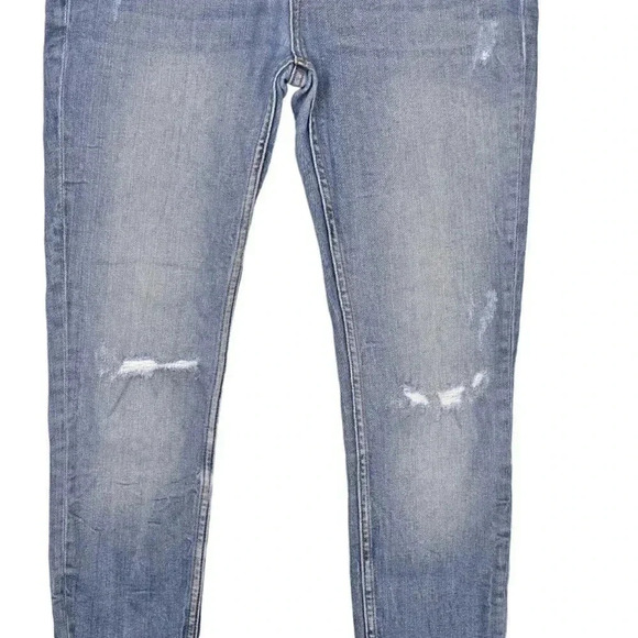 Zara Skinny Jeans Premium 80's Erna  Blue Denim Distressed Frayed Hem Size 6 - Picture 4 of 9
